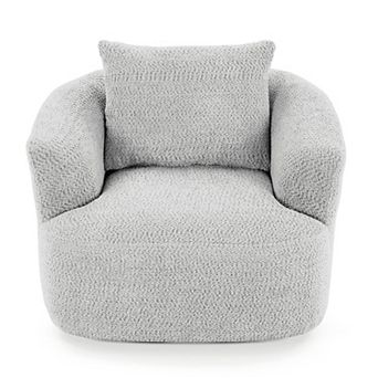 Trikiousd 360° Swivel Accent Chair Boucle Barrel Sofa with Pillow for Living Room Bedroom Office