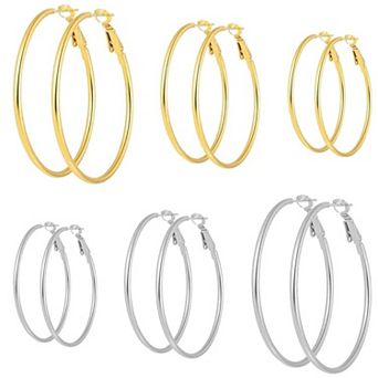Multi Pair Hoop Earrings Set