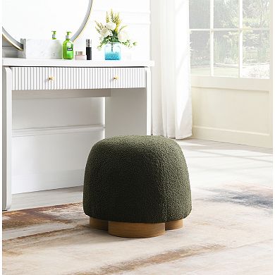 Trikiousd Round Ottoman Soft Padded Seat Footstool Upholstered Vanity Stool for Bedroom Entryway