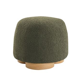 Trikiousd Round Ottoman Soft Padded Seat Footstool Upholstered Vanity Stool for Bedroom Entryway