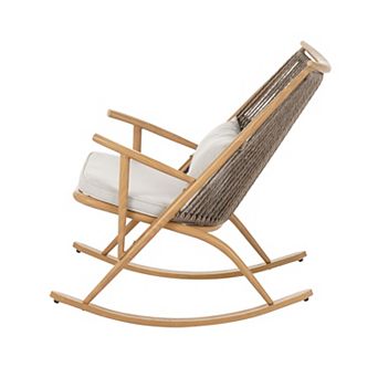 Trikiousd Patio Rocking Chair Outdoor PE Rattan Backrest Chair