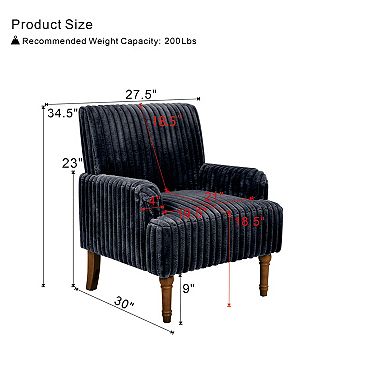 Trikiousd Modern Corduroy Accent Chair with Wood Legs Upholstered Armchair