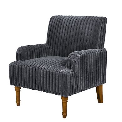Trikiousd Modern Corduroy Accent Chair with Wood Legs Upholstered Armchair