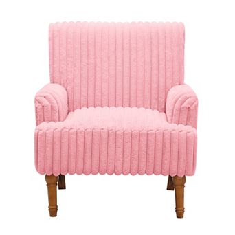 Trikiousd Modern Corduroy Accent Chair with Wood Legs Upholstered Armchair