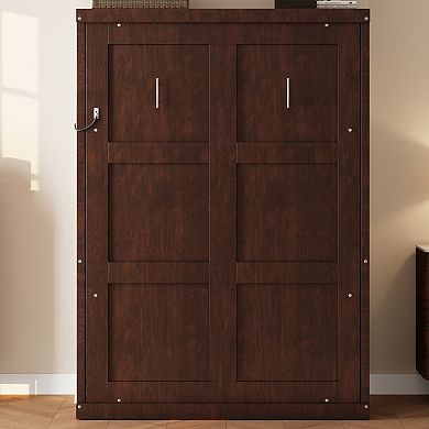 Trikiousd Murphy Bed Frame Space-Saving Wall Bed Wood Hidden Foldable Bed