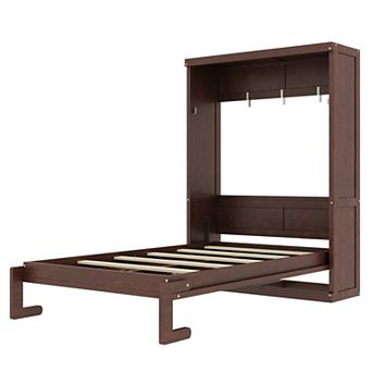 Trikiousd Murphy Bed Frame Space-Saving Wall Bed Wood Hidden Foldable Bed