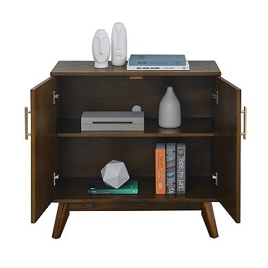Trikiousd Vintage Fluted Sideboard Buffet Cabinet with Solid Wood Legs