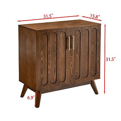 Trikiousd Vintage Fluted Sideboard Buffet Cabinet with Solid Wood Legs