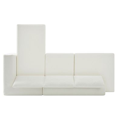 Trikiousd 113" L-Shaped Modular Sectional Sofa Chenille Corner Couch Double Cushion