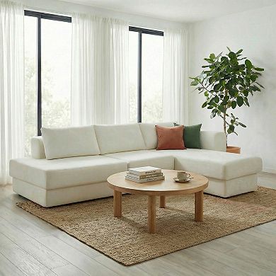 Trikiousd 113" L-Shaped Modular Sectional Sofa Chenille Corner Couch Double Cushion