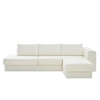 Trikiousd 113" L-Shaped Modular Sectional Sofa Chenille Corner Couch Double Cushion