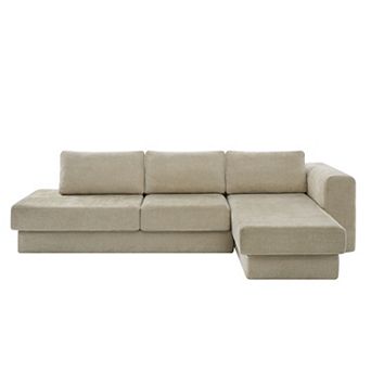 Trikiousd 113" L-Shaped Modular Sectional Sofa Chenille Corner Couch Double Cushion