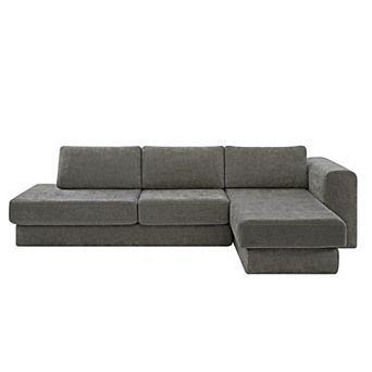 Trikiousd 113" L-Shaped Modular Sectional Sofa Chenille Corner Couch Double Cushion