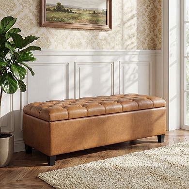 Trikiousd PU Upholstered Ottoman Storage Bench Foot Stool