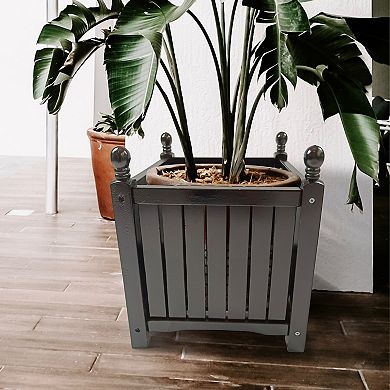 Trikiousd Wood Square Planter Box Outdoor Flower Box Plant and Vegetable Container