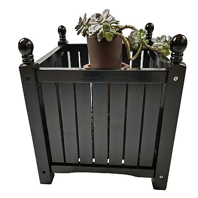 Trikiousd Wood Square Planter Box Outdoor Flower Box Plant and Vegetable Container