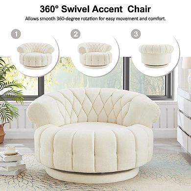 Trikiousd 360° Swivel Accent Chair Chenille Barrel Club Chair