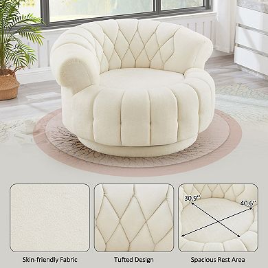 Trikiousd 360° Swivel Accent Chair Chenille Barrel Club Chair