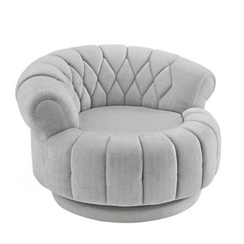 Trikiousd 360° Swivel Accent Chair Chenille Barrel Club Chair