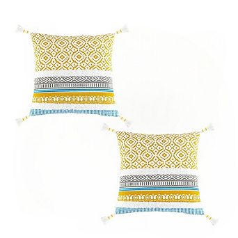 2 pc Tufted Hand-Woven Throw Pillow Cases