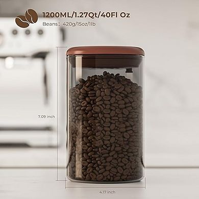 Amber Glass Coffee Storage Canister Airtight Pop Lid Kitchen Container
