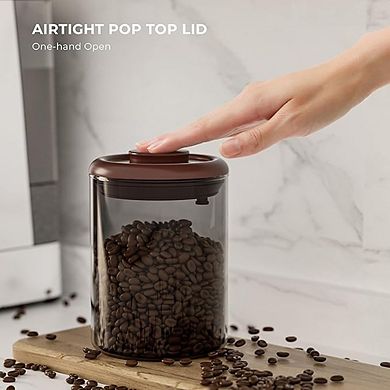 Amber Glass Coffee Storage Canister Airtight Pop Lid Kitchen Container