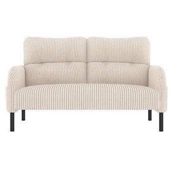 Trikiousd Modern Corduroy Loveseat Sofa with Side Pockets