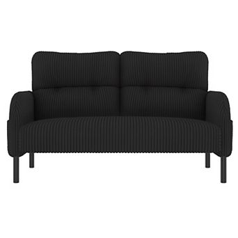 Trikiousd Modern Corduroy Loveseat Sofa with Side Pockets