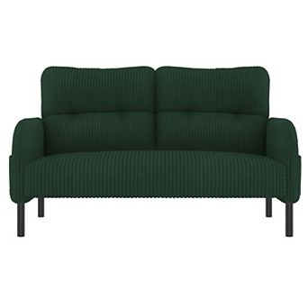Trikiousd Modern Corduroy Loveseat Sofa with Side Pockets