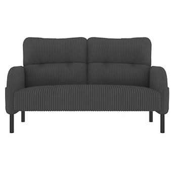 Trikiousd Modern Corduroy Loveseat Sofa with Side Pockets