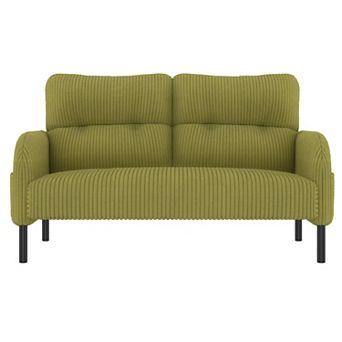 Trikiousd Modern Corduroy Loveseat Sofa with Side Pockets