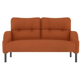 Trikiousd Modern Corduroy Loveseat Sofa with Side Pockets
