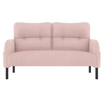 Trikiousd Modern Corduroy Loveseat Sofa with Side Pockets