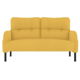 Trikiousd Modern Corduroy Loveseat Sofa with Side Pockets