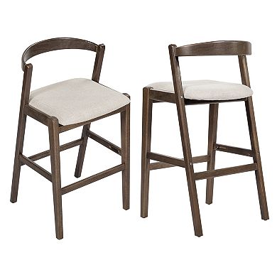 Trikiousd Rubberwood Upholstered Barstool Set of 2 Counter Height Bar Chairs