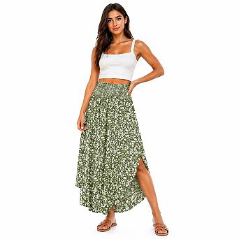 Women's Pleated Swing Maxi Skirt