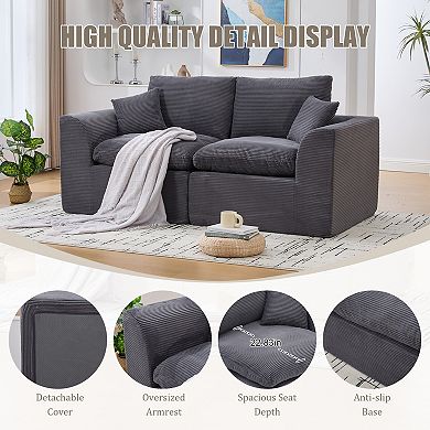 Trikiousd Modern Loveseat Cloud Sofa Couch Modular 2-Seater with Removable Covers No Assembly