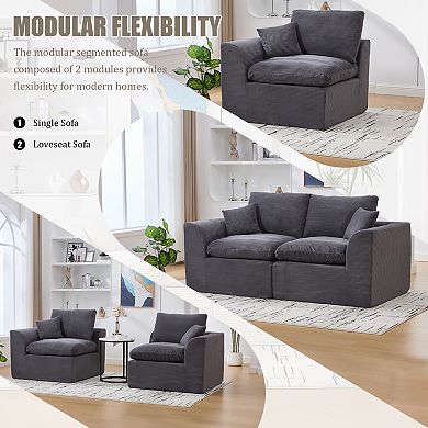 Trikiousd Modern Loveseat Cloud Sofa Couch Modular 2-Seater with Removable Covers No Assembly
