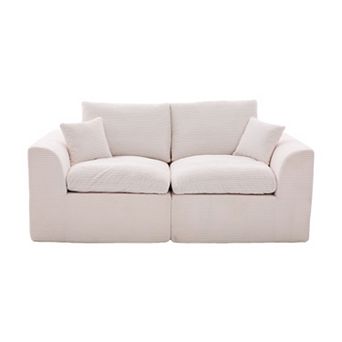 Trikiousd Modern Loveseat Cloud Sofa Couch Modular 2-Seater with Removable Covers No Assembly