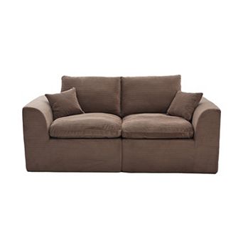 Trikiousd Modern Loveseat Cloud Sofa Couch Modular 2-Seater with Removable Covers No Assembly