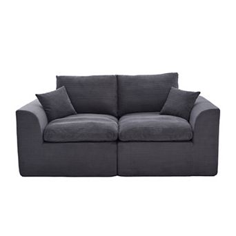 Trikiousd Modern Loveseat Cloud Sofa Couch Modular 2-Seater with Removable Covers No Assembly