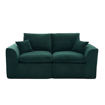 Trikiousd Modern Loveseat Cloud Sofa Couch Modular 2-Seater with Removable Covers No Assembly