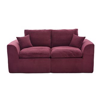 Trikiousd Modern Loveseat Cloud Sofa Couch Modular 2-Seater with Removable Covers No Assembly
