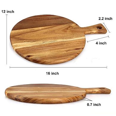 Round Acacia Wood Cutting Board with Handle