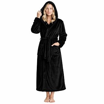 Women Warm Hooded Fleece Robe