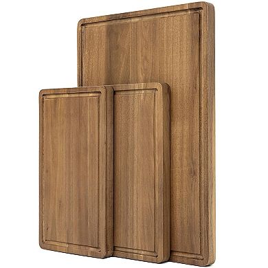 Set of 3 Wooden Cutting Boards with Holder
