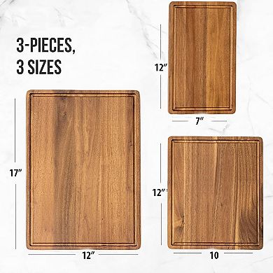 Set of 3 Wooden Cutting Boards with Holder