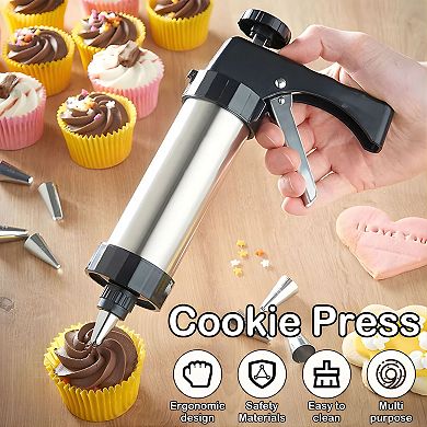 Manual Spritz Cookie & Cake Decorating Press - Perfect for Making Mini Cookies, Decorating Cakes