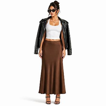 Women's Flowing Satin Maxi Skirt