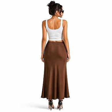 Women's Flowing Satin Maxi Skirt